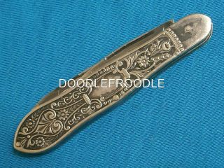 Antique Wm Rodgers Sheffield England Engraved Folding Fruit Pen Knife Vintage Nr
