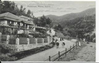 Rare Vintage Animated Postcard,  Promenade Platres,  Cyprus