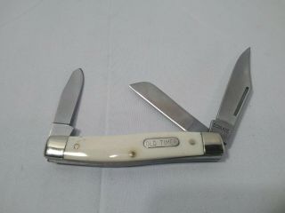 Vintage Schrade Old Timer 80twb 3 Blade Folding Pocket Knife White Bone