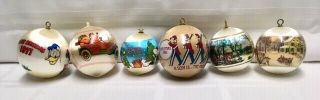 Vtg Christmas Satin Ball Ornaments Walt Disney 1977 Peanuts 1978 Currier Ives