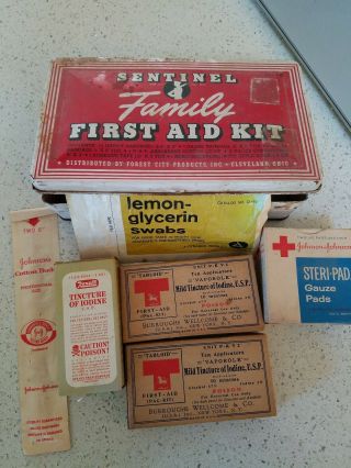 Vintage Sentinel First Aid Kit Tin,  With Contents Look