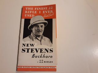 Vintage 1930s? Stevens Buckhorn.  22 Rifles Advertising Brochure Savage Arms
