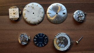 Vintage Watch Parts Rolex Precision Tudor Bucherer & Tissot Dials & Movements