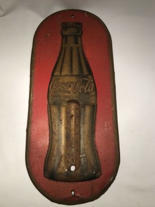 Vintage 1939 Coca Cola Thermometer 16” Gas Station Christmas Coke Metal Sign Usa