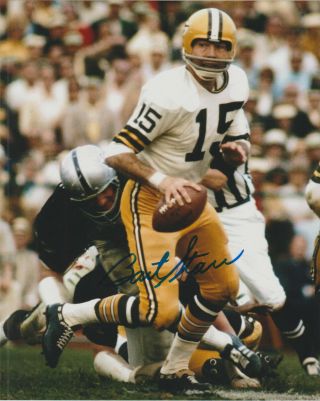 Bart Starr Packers Signed 8 X 10 Action Photo Autograph W/ Pic & Auto