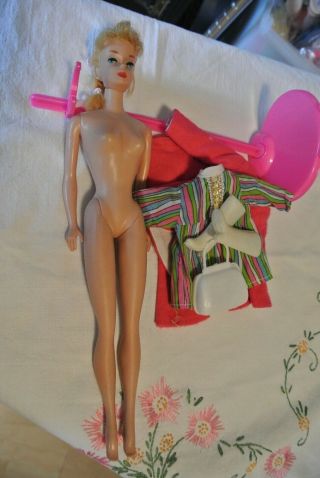 Vintage Blond Ponytail Barbie With Outfit And Stand Nr