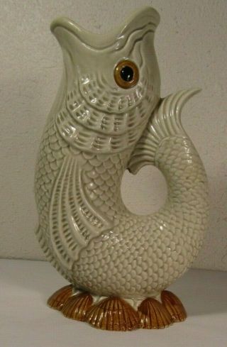 Vintage Fitz & Floyd Ceramic Fish Pitcher Vase 1975