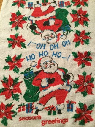 Vintage 60’s Christmas Santa Cannon Dish Towel,  Grandma Had One