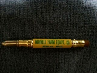 Vintage John Deere Advertising Bullet Pencil Adrian Michigan 4 Legs Norvell Farm