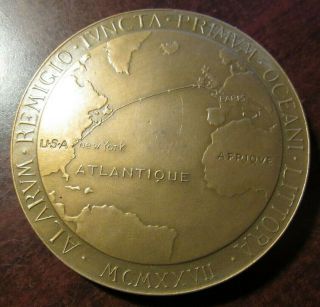 Vintage Charles Lindbergh York - Paris Aviator Table Medal - Prud ' homme 2