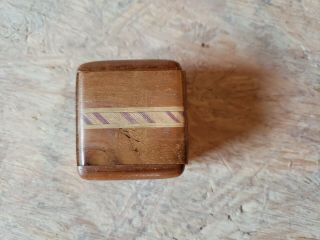 Postage Stamp Roll Holder - Solid Inlaid Wood Vintage Box Dispenser - Slide Top