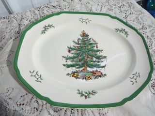 Vintage Spode England Christmas Tree Teapot Oval Serving Platter 14 3/4 "
