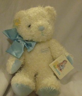 Vintage Les Petits Plush Stuffed Teddy Bear W/tags Applause Blue Bow Dominique