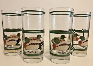 Vintage Set Of 4 Libbey Mallard Duck 16 Oz Glasses
