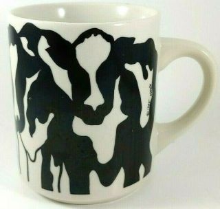 Vtg Holsteins By Margo Cow Print Coffee Cup Tea Mug Black White Retro 80s 10oz