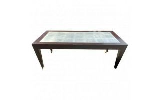 Donghia Ebonized Wood Coffee/cocktail Table With Silver Leaf Inlay Top