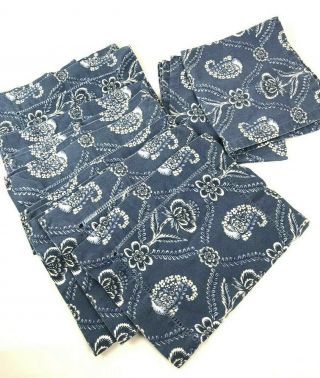 Pierre Deux French Country Blue Napkins With Place Mats Vtg Handmade Paisley