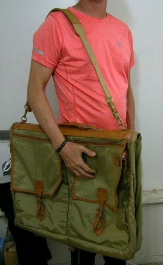 Vintage Hartmann Luggage Ballistic Nylon Belting Leather Folding Garment Bag