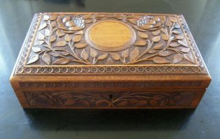 Carved Indian Cigar/cigarette Box.