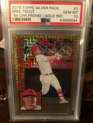Mike Trout 2019 Topps Silver Pack 1984 Chrome Promo Gold 2 /50 Refractor Psa 10