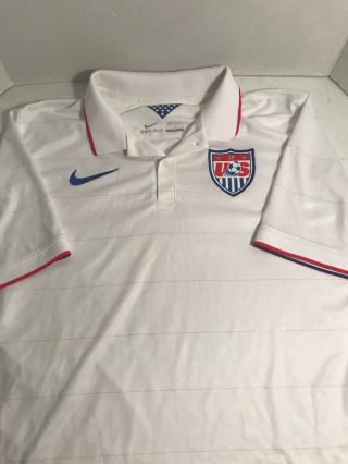 Nike Mens Us Team Soccer World Cup Home White Jersey Polo Shirt Dri - Fit L