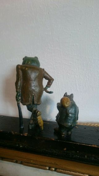 Austrian cold painted bronze Wind and the Willows characters Mr Toad & Mr Badger 2