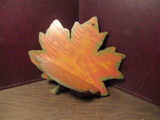 Vintage Hand Crafted Wooden Decorative Maple Leaf Wall Shelf
