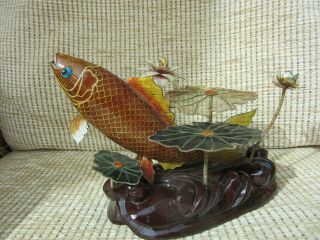 Oriental Cloisonne (chinese/japanese) Carp Among Water Lilies.