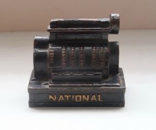 Vintage Cast Iron Paperweight Advertising National Register Cash