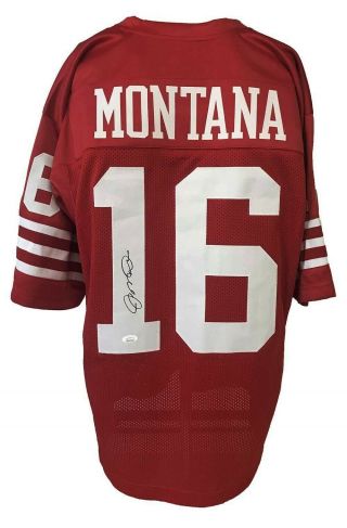 Joe Montana Autographed Pro Style Red Jersey Jsa Authenticated