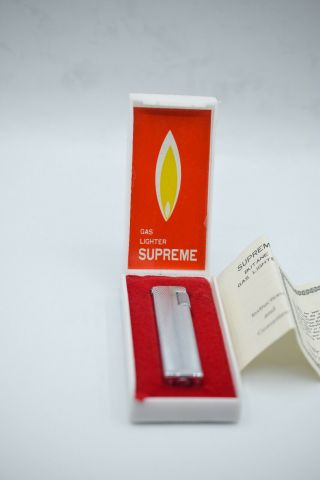 Supreme Lighter Cigarette Gas Korea Butane Chrom Lift Arm Case Vintage