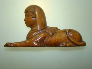 Very Rare Art Deco Antique Hand Carved Wooden Sphinx About1920