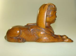 VERY RARE ART DECO ANTIQUE HAND CARVED WOODEN SPHINX ABOUT1920 2