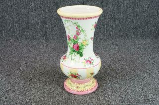 Vintage Laura Ashley Home Porcelain Fluted Vase 9 " Rose Motif