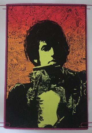 Bob Dylan Vintage Blacklight Poster Joe Roberts Jr.  Retro Music Art 60s