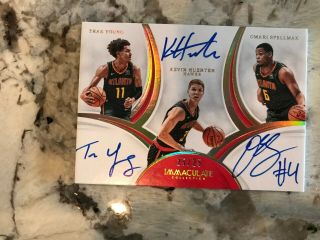 2018 - 19 Immaculate Trae Young Kevin Huerter Omari Spellman Triple Auto 25/25