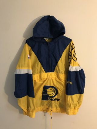 Vtg 90s Nutmeg Indiana Pacers Nba Pullover Windbreaker Jacket Sz Xl