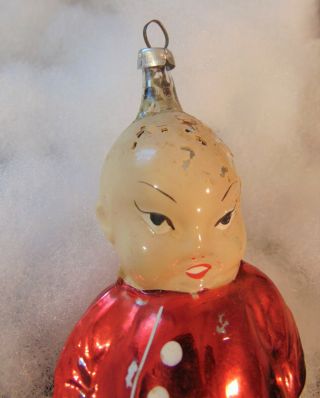 Antique Vintage Mercury Glass Figural Christmas Ornament Chinese Man Chinaman 2