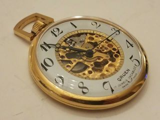 Gruen Swiss - Made Skeleton Pocket Watch 17 Jewels Incabloc -