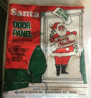 Vintage Christmas 36 " X 80 " Plastic Santa Claus Door Panel Nos In Package