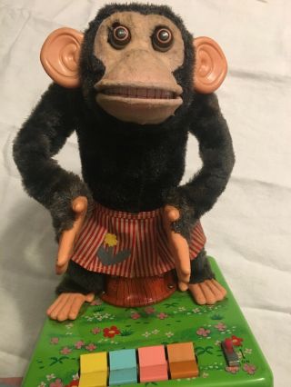 Vintage Battery Operated Dancing Merry Chimp Jolly Musical Monkey Japan