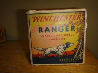 Scarce Winchester Ranger 20 Ga 2 1/2 " Shotgun Shell Box With Dog