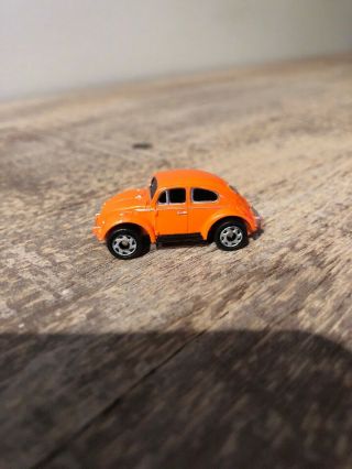 Vintage Micro Machines Vw Volkswagen Orange Hard Top Beetle Slug Bug Toy Car