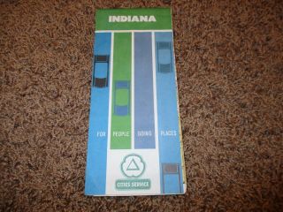 Vintage 1963 Indiana Road Map - By Cities Services