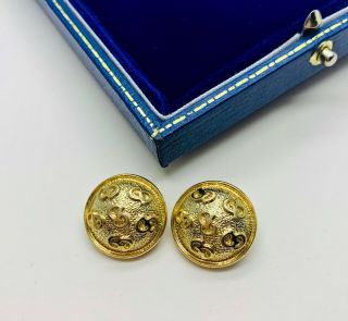 Vintage Jewellery Christian Dior Logo Gold Plated Earrings