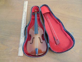 Vintage Salesman Sample Minature 9 5/8 " Violin With Bow And Case