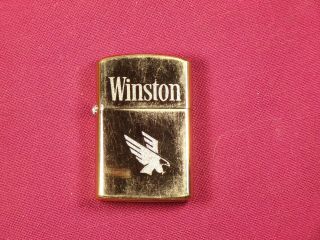 Vintage Winston Lighter Brass Gold Tone Fire Bird Cigarette Advertising Lighter