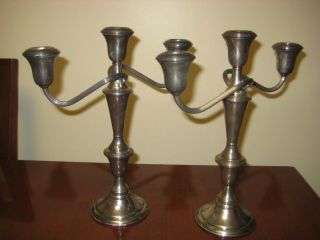 Reed & Barton Sterling Silver Candlesticks Holders Arm For 3 Candles On Each One