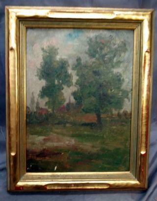Antique Oil Painting American Impressionist Landscape Gold Gilt Frame Mission