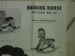 Vintage Rare U - Bild Enterprises Woodworking Rocking Horse Pattern No.  56